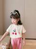 Camiseta de manga corta de algodón en stock para niños y niñas de estilo coreano, nueva camiseta de verano de dibujos animados de fábrica para niños.