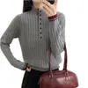 Suéter de Punto de Cuello Alto Falso de Dos Piezas para Mujer Otoño e Invierno 2025 Nuevo Holgado Ropa Exterior Estilo Occidental Top de Punto Camiseta Base