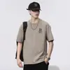 Camiseta masculina de manga curta, estilo fino de verão, top masculino, novo modelo 2026, solta, simples, camiseta casual, atacado