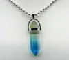 Collar de acero con colgante de piedra de cristal natural de ágata, columna hexagonal, bala, estilo europeo y americano, Amazon ebay