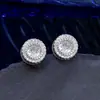 Joyería de Venta Caliente Transfronteriza, Pendientes Redondos Incrustados con Diamantes, Pendientes de Circonita de Moda Europeos y Americanos para Mujer, Venta al por Mayor de Joyería, Completamente Diamantados