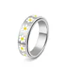 Nuevo Anillo Giratorio de Acero Inoxidable Incrustado con Diamantes Apilable Liso para Mujer Set de Joyería de Lujo Ligero