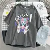 Camiseta estilo coreano doce legal roupas femininas 2023 Verão Estudante solta casal bf estilo Harajuku JK escuro Gola redonda