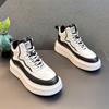 Sapatos Novos de Couro Macio Branco Respirável Primavera e Outono 2024 Estilo Coreano Campus Sapatos de Pão Moda Casual Sapatos de Corrida Esportivos