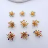 Cor Cobre Puro Conserva Cor Zircônia Cravejada com Diamante Suporte de Flor Flor Núcleo Grampo de Cabelo DIY Feito à Mão Flor de Veludo Flor Envolvida Acessórios de Material Antigo