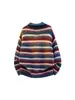 Suéter de Punto Rayado Estilo Americano Moderno Perezoso Retro Holgado Cuello Polo Unisex Otoño e Invierno Nuevo Top de Cuello Solapa