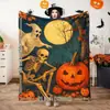 Manta de franela más vendida en Amazon transfronteriza, estampado de calabaza de Halloween y fantasmitas, manta de regalo festiva