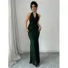 2025 Nuevo Más Vendido Transfronterizo Amazon Exportación Vestido de Malla Larga sin Espalda Cuello en V Vestido para Mujer Vestido