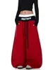 Fabricante Original Estilo Americano Falso Duas Peças Patchwork Color Block Estampa de Letras Calça de Moletom Design Unissex Calças Largas Soltas