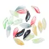 Nuevo Jelly Hoja de Dos Colores 9*25mm Hoja de Algas Vidrio DIY Hecho a Mano Pasador Pendientes Joyería Material Antiguo