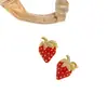 Pendientes de Acero Inoxidable 304 con Esmalte de Fresa Colorido Transfronterizos, Pendientes Elegantes con un Toque Sencillo y de Alta Gama, Joyería al por Mayor