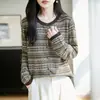 Suéter cárdigan tejido de estilo étnico retro para mujer, nuevo para otoño 2026, cuello redondo, versátil, abrigo superior de lana fina