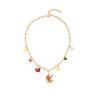 [Ice Meng] Collar con colgante de flor de ojo de gota de aceite, temperamento de mariposa, cadena de clavícula de acero inoxidable, joyería europea y americana N1404