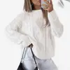 2026 Nuevo Suéter de Punto Grueso Casual Holgado de Color Sólido Europeo y Americano Otoño e Invierno Cuello Redondo Talla Grande Jersey