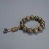 Pulsera Natural Yin Hundimiento Seda Dorada Nanmu 108 Pulsera de Material Verde Ébano Cuentas de Buda Sándalo Cuentas de Rosario Pulsera para Hombres y Mujeres Agarrar