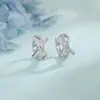 Aretes de Aro con Lazo de Circonita con Brillo Total de Diamante, Estilo Francés Suave y Dulce, Aros con Temperamento Estilo Bosque Fresco