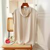 Chaleco sin mangas de ácido acético de diseño elegante de color puro simple estilo coreano para mujer 24 Verano Nueva Moda Maduro Ligero Personalizado Top