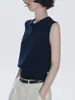 Estilo de atuendo/Estilo universitario Chaleco de punto sin mangas con cuello polo para mujer, Top versátil retro de verano