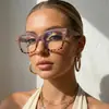 Gafas Retro de Color Contrastante con Montura Cuadrada para Mujer Europeas y Americanas Retro Anti-Luz Azul Lentes Planos Se Pueden Combinar con Monturas de Gafas Planas para Miopía Modernas