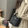 Bolso pequeño tipo cubo de piel de vaca de primera capa para mujer, Bolso de mano de alta gama para el trabajo, Bolso de hombro de piel de vaca Togo, Bolso cruzado para el trabajo