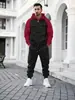 Fábrica Transfronteiriça 2026 Estilo Americano Outono Roupa de Trabalho Masculina Inverno Solta Casual Moletom Quente com Forro de Fleece e Calça de Moletom