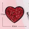Parche bordado de corazón con lentejuelas y patrón de corazón de dibujos animados, aplique bordado de corazón para computadora, parche decorativo con adhesivo termofusible para planchar