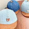 Chapéu Infantil de Urso em Jeans Retrô Primavera e Outono Fino Proteção Solar Boné com Aba para Homens e Mulheres Boné de Baseball para Bebê com Aba Curta