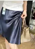 Mercadorias de alta qualidade! Saia midi super pesada 100% acetato para mulheres baixinhas, cintura alta, modeladora, elegante, para o trabalho, saia curta de verão feminina