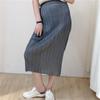 Verão Novo Elegante Saia Miyake Casual Plissada Slim Longa Alta Elástica Plissada Saia Quadril Saia Um Passo