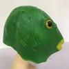 En stock celebridad de internet máscara de látex TikTok divertido cubierta de cabeza de pez verde expresión tallada en arena cubierta de cabeza de látex de pez extraño