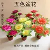 Ofrendas Florales de Cinco Fases para el Culto a los Ancestros, Flores de Cinco Siete Cinco Macetas, Flores en Maceta para el Festival Qingming, Flores Artificiales de Bonsái, Flores Falsas de Crisantemo, Juego de Flores de Cinco Siete