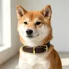 Collar Sencillo para Mascota de Aleación de Zinc, Collar de Cuero Genuino, Collar para Perro de Piel de Vaca de Primera Capa, Collar de Cuello, Anillo para el Cuello para Perros Grandes, Medianos y Pequeños