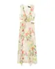 Estilo Europeo y Americano Transfronterizo Ropa de Mujer para Exportación en Aliexpress Vestido con Estampado de Flores Diseño Nuevo Abierto Punto Zr
