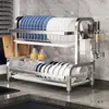 Estante de Almacenamiento para Platos de Acero Inoxidable, Escurridor para Platos, Estante para Platos, Estante de Almacenamiento para Cocina, Multifuncional