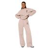 211468 -1 Otoño e Invierno Nuevo Estilo Personalizado Europeo y Americano Color Puro Cuello Redondo Manga Larga Sudadera Moda Femenina Traje Casual de Pantalón