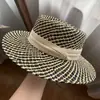 Chapéu de Palha Retrô Estilo Old Money com Topo Reto para Mulheres Chapéu de Proteção Solar para Verão na Praia Férias à Beira-Mar Chapéu de Sol de Palha Estilo Britânico