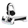 Consola PS5SLIM Base Horizontal Soporte para Auriculares Ventilador de Refrigeración Mando Doble Carga Efecto de Luz RGB PG-P5S039