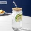 Vaso de Coca-Cola Personalizado Amazon Vaso de Vidrio de Borosilicato Alto Tapa de Bambú Una Sola Capa Bebida Fría con Pajita Vaso de Agua de Vidrio Transparente