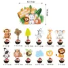 Toppers de Animales León Elefante Hoja Verde Selva Tropical para Decoraciones del Día del Niño Fiesta de Cumpleaños