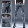 Jeans marca de moda masculina marca de moda macia marca de moda stretch slim fit skinny estilo coreano versátil casual calça comprida calças masculinas