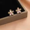 Pendientes de Flor Super Brillantes para Mujer, Pendientes de Moda con Temperamento Micro-pavimentados con Circonita de Alta Gama, Pendientes de Copo de Nieve Exquisitos y Versátiles al por Mayor