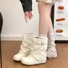 Nueva colección de otoño 2026 para mujer: Estilo europeo y americano, con plataforma interior, botines inspirados en Birkenstock con diseño de pierna de pantalón superpuesta y detalle de hebilla