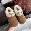 Novas Botas de Neve Peludas Retro de Inverno Femininas com Laço, Sapatos de Algodão Birken Quentes com Pelúcia