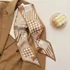 Elegante bufanda de seda multicolor para mujer, estilo coreano, versátil, de alta gama, juvenil, adecuada para estudiantes, se puede usar como accesorio de bolso, bufanda larga con cuello de corbata