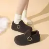 Zapatos de algodón Birken de felpa gris retro estilo bosque para mujer 2026 invierno nuevos mocasines cálidos de felpa sin cordones perezosos
