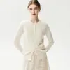 Cárdigan de cachemira con estampado floral 3D y cuello redondo para otoño e invierno, suéter de punto fino de un solo botón para mujer, top versátil de manga larga