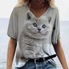Camiseta de manga corta con cuello en V y estampado de conejo para mujer, estilo europeo y americano, de Amazon, combinable con todo, 2025