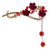 Acessório de Cabeça Hanfu Antigo Elegante Presilha de Cabelo de Uma Palavra Fivela de Cabelo Clipe de Cabelo com Borla Liga de Zinco Clipe Torcido de Flor de Ameixa Chinesa