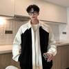 Casaco de inverno de lã com cor contrastante 2024 masculino e feminino mesma marca de moda tamanho plus size jaqueta com costura na lapela top 827