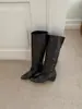 Botas largas para mujer, nueva colección de invierno 2026, punta redonda, con tacón oculto, tacón de cuña, botas altas estilo francés con detalle de plisado